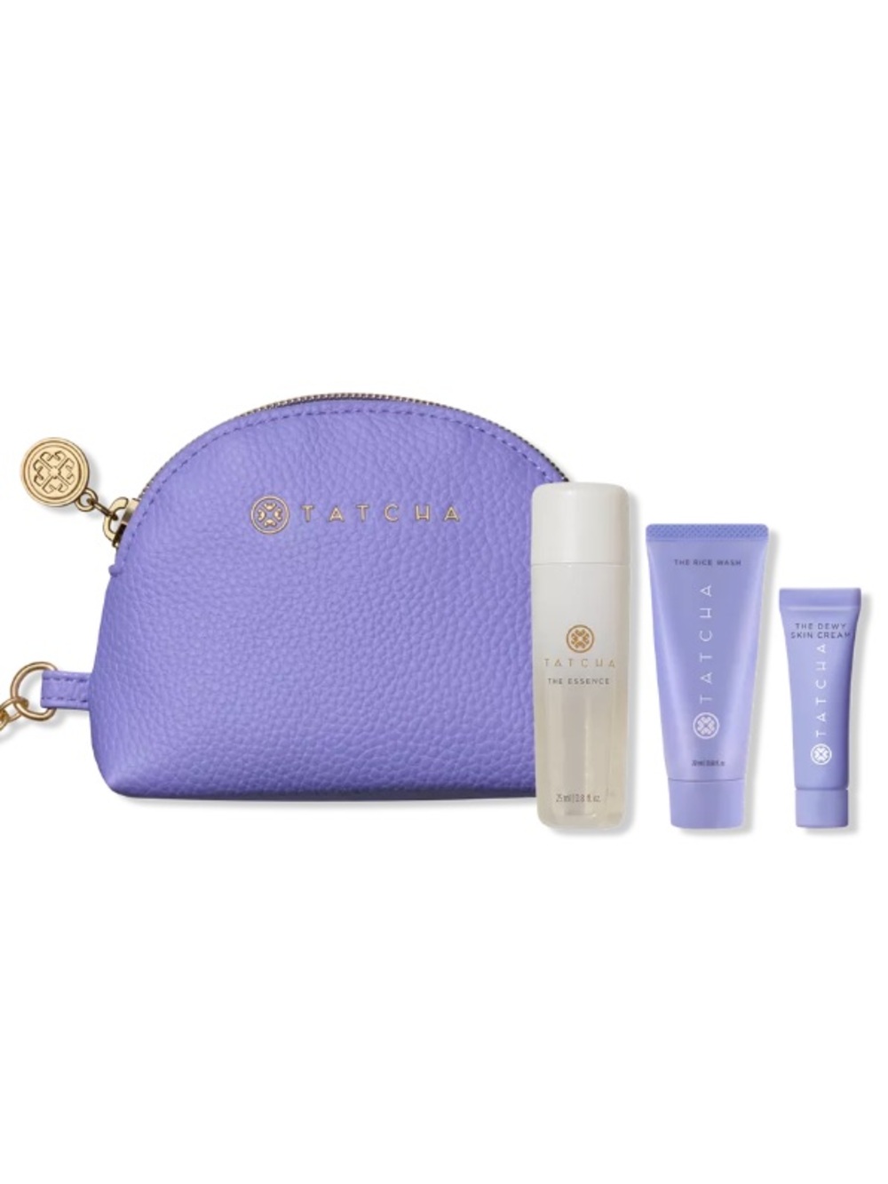 Miniature Tatcha Skincare Set with Cosmetic Bag with the Essence and skin cream